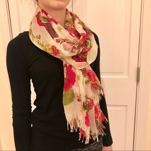 Pink and Cream Floral Scarf